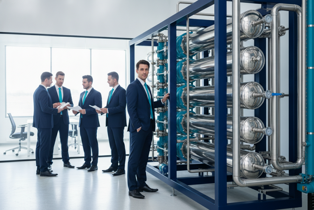 High-capacity industrial RO plant installation at a food processing facility