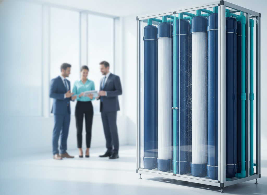 Ultrafiltration membrane system with hollow-fiber membrane modules